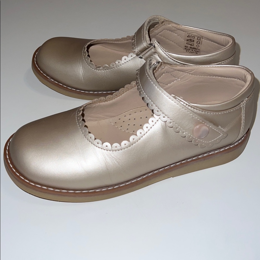 Elephantito Metallic Champagne Gold Mary Jane Shoes - Picture 4 of 6